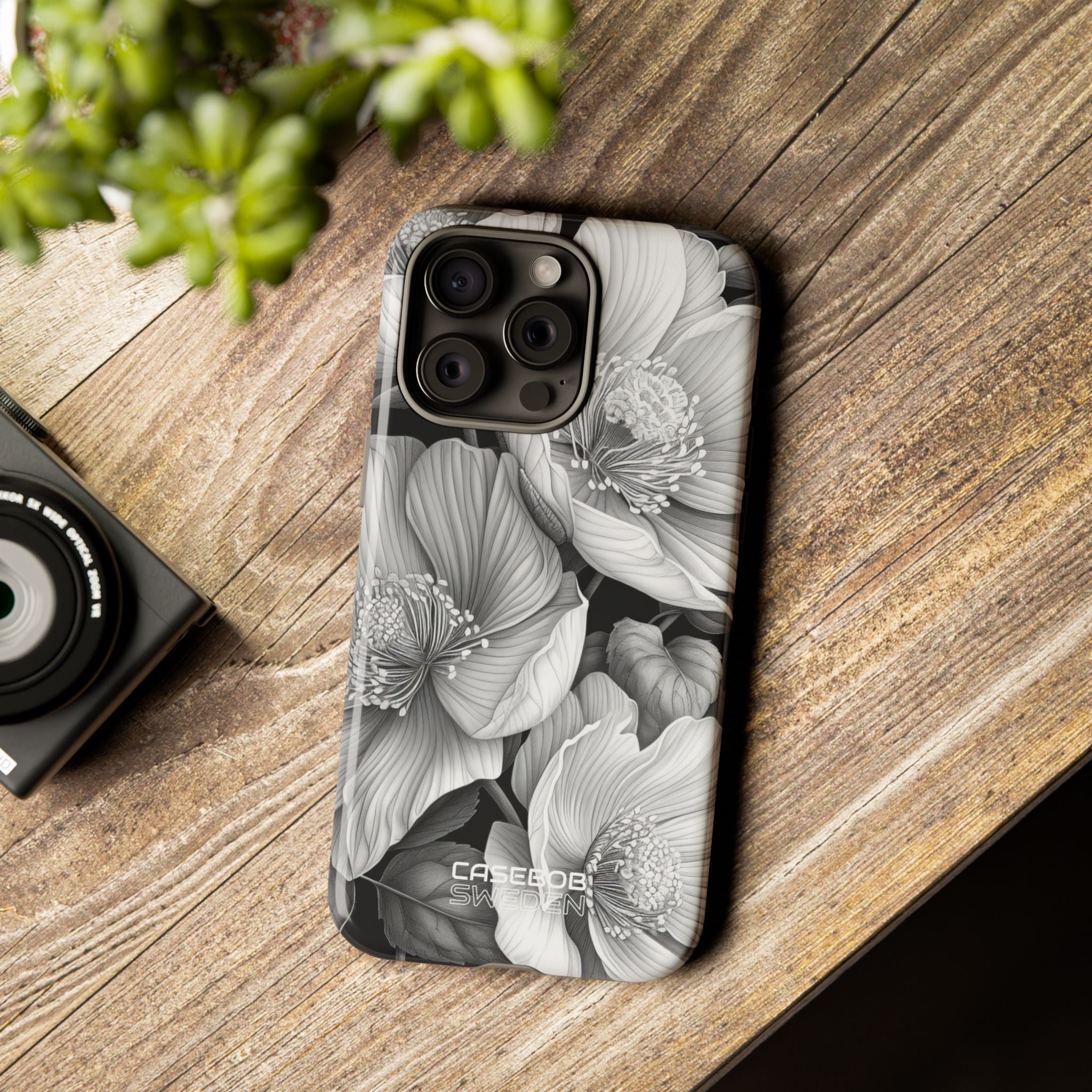 Monochrome Petal Dance iPhone 15 – Robust
