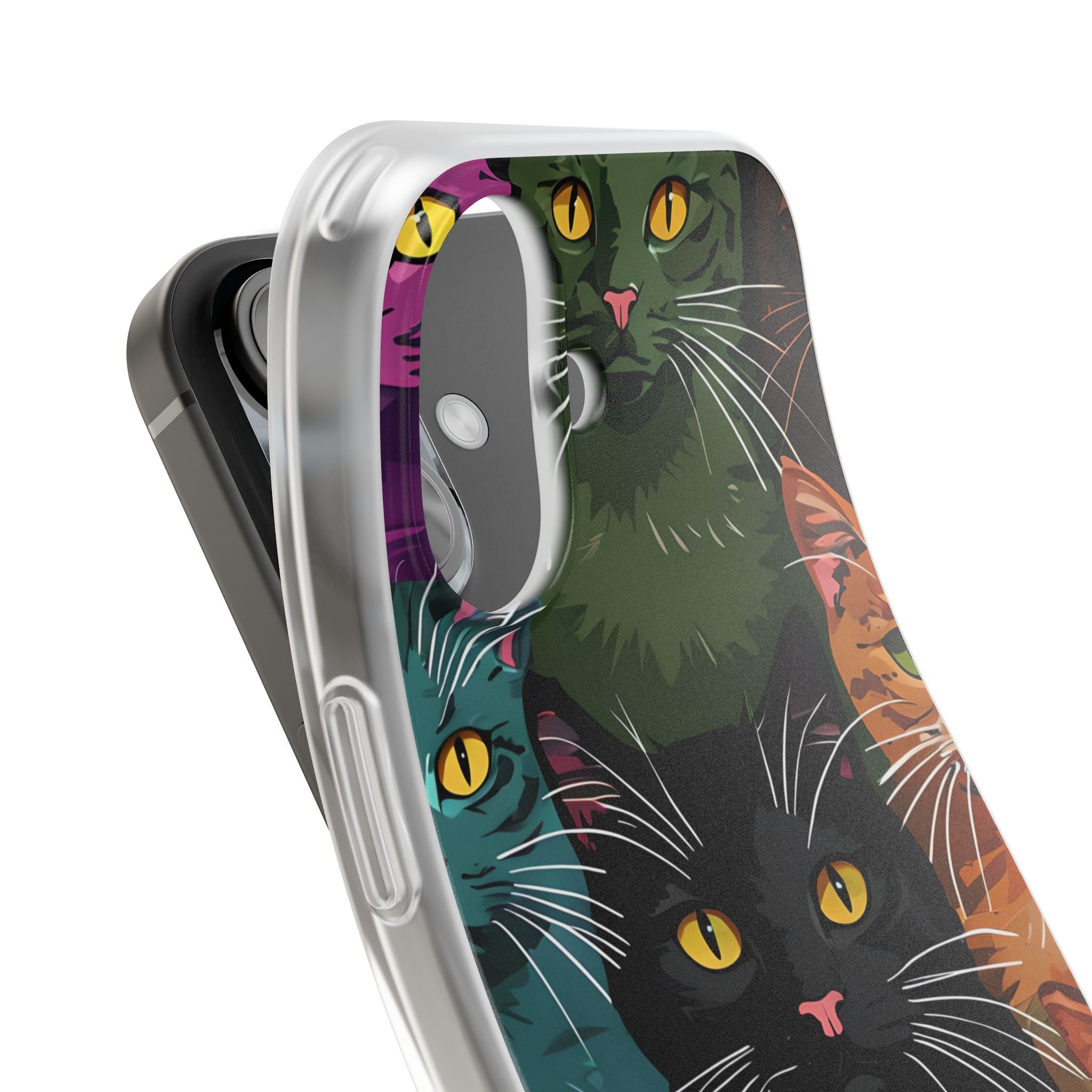 Teal Cat Grid iPhone 16 Case - Soft