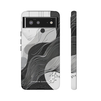 Fluid Rhythms: Monochrome Line Flow Google Pixel 6 - Tough Phone Case