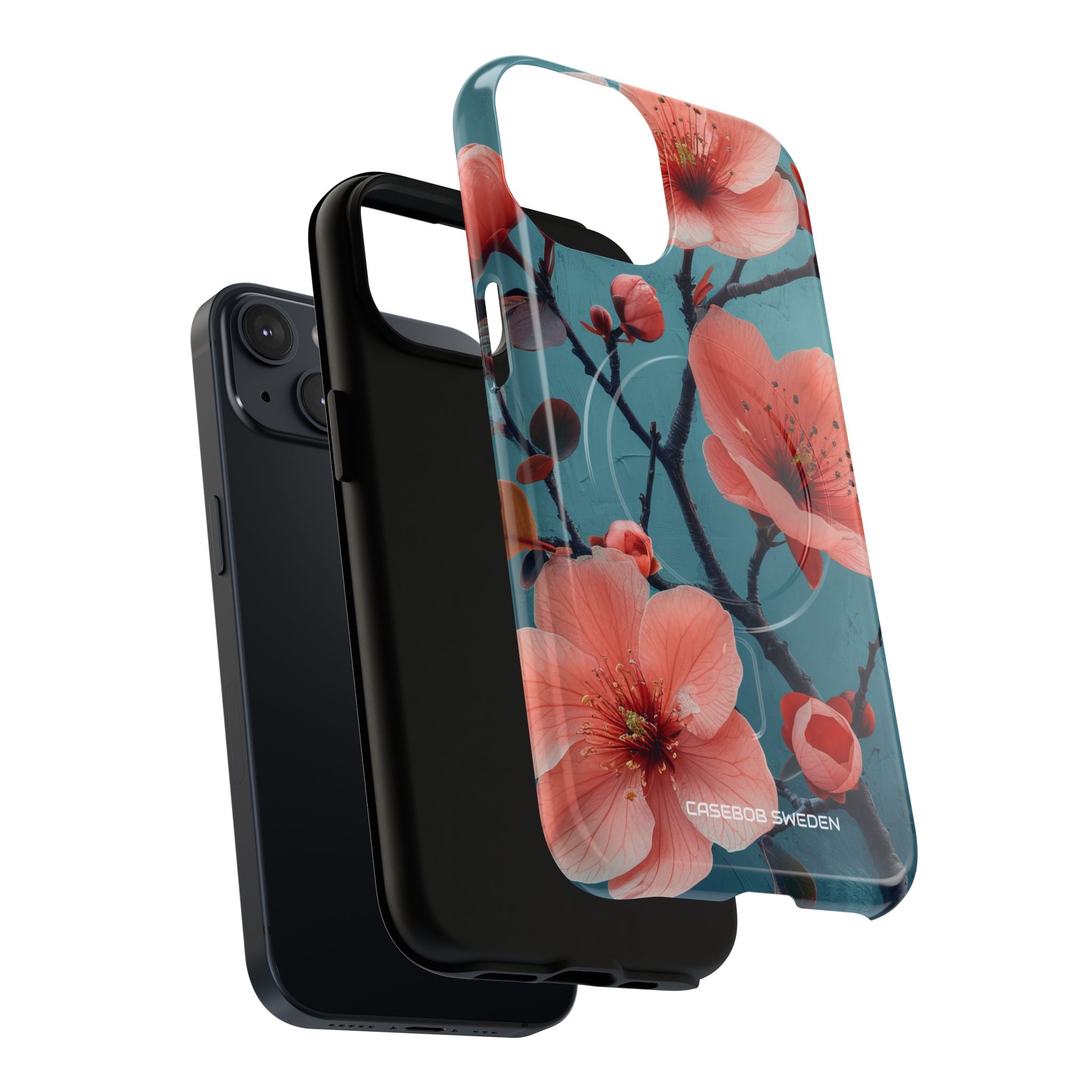 Teal Coral Blossom - Tough + MagSafe® iPhone 14 Phone Case