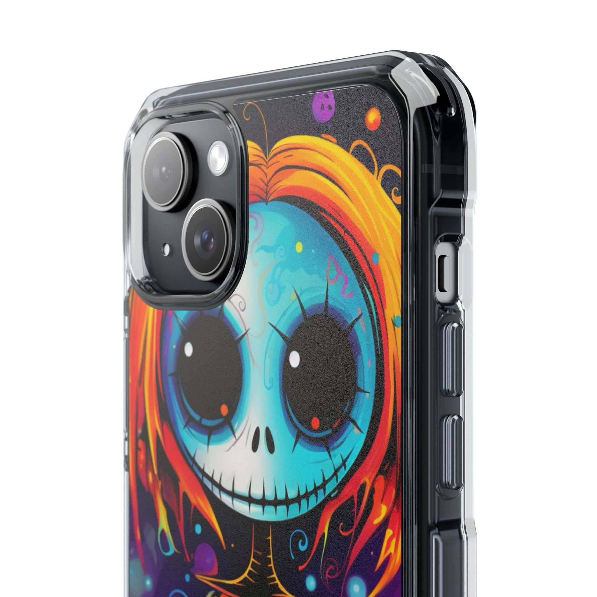 Blue Skull Swirl iPhone 15 Plus Case - Impact