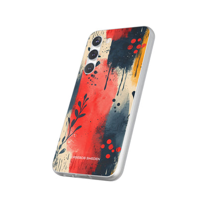 Red Blue Abstract Florals - Flexi Samsung S23 Phone Case