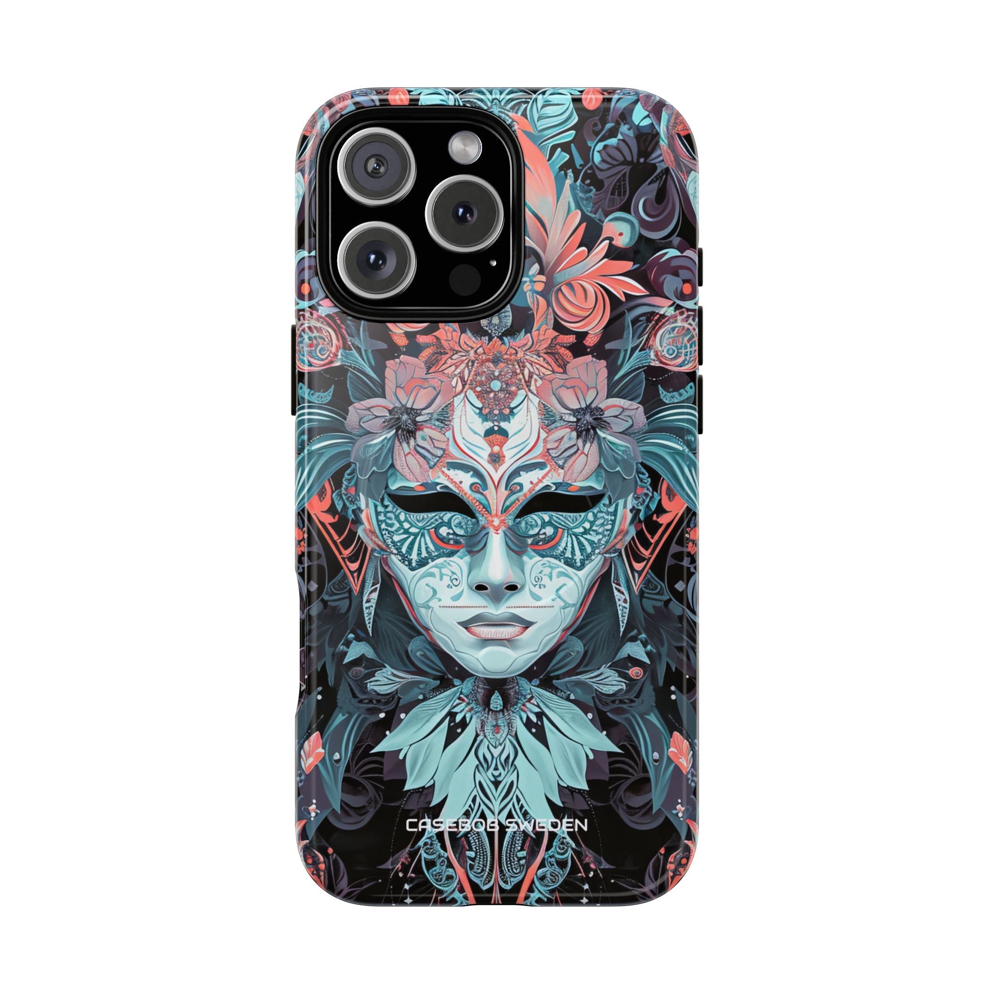 Mystic Teal Coral Mask - Tough + MagSafe® iPhone 16 Phone Case