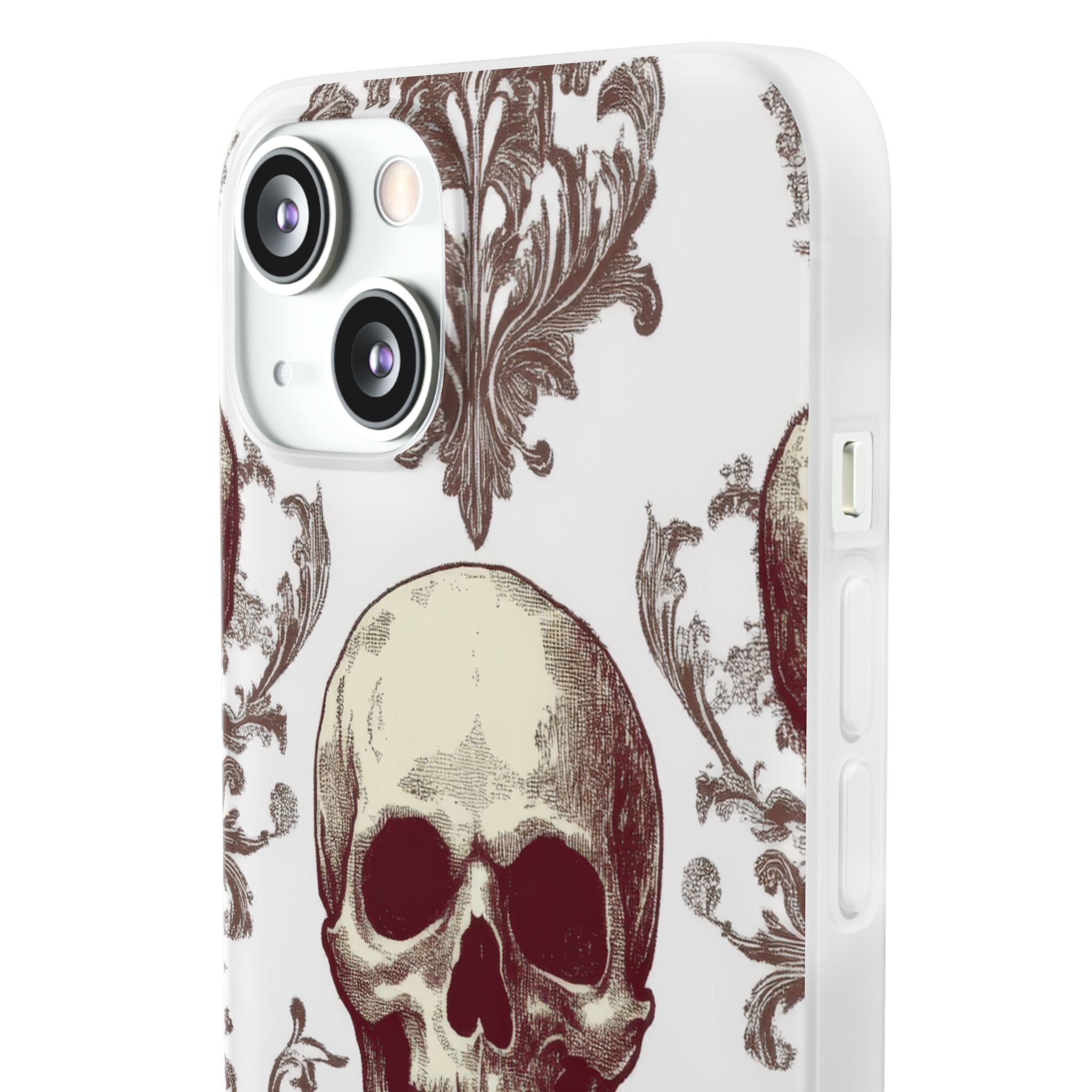 Gothic Skulls and Ornate Foliage iPhone 13 - Flexi Phone Case