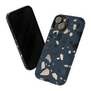 Dark Blue Terrazzo - Protective Phone Case