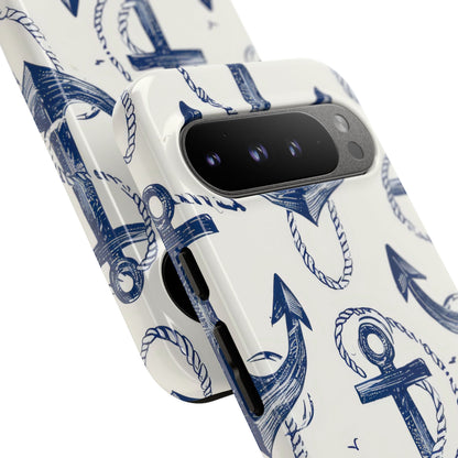 Navy Anchor Tapestry Google Pixel 9 - Tough