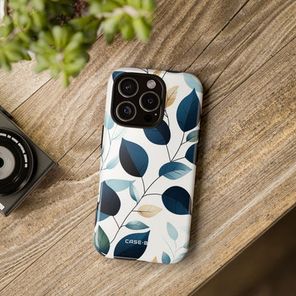 Navy Veined Leaves iPhone 16 Pro Case - Tough