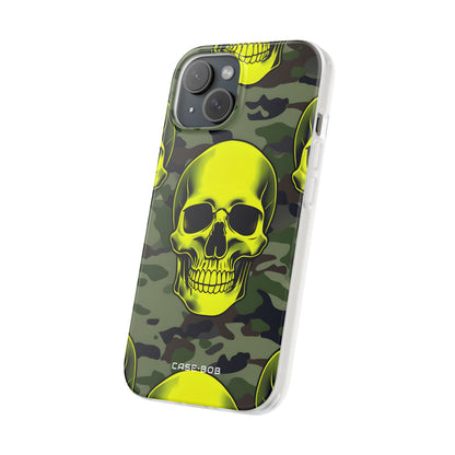 Neon Skull Camo iPhone 15 Case - Soft