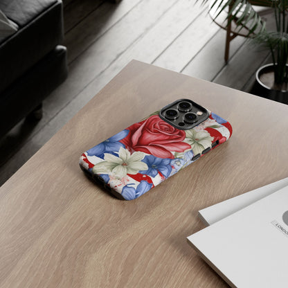 Roses Embrace Stripes - iPhone Case