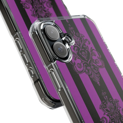 Gothic Elegance with Vertical Stripes and Ornamental Motifs iPhone 16 - Clear Impact Phone Case