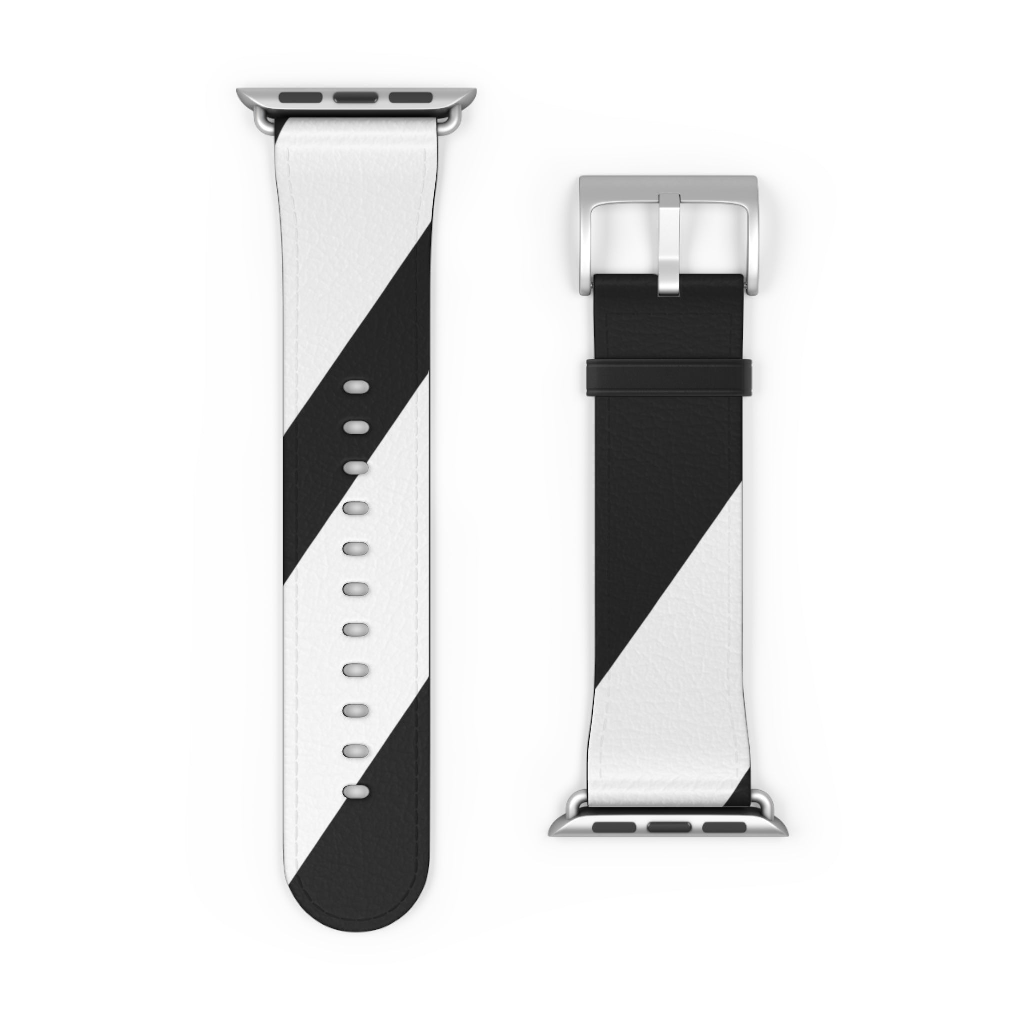 Diagonal Stripes BlackWhite - Watch Band