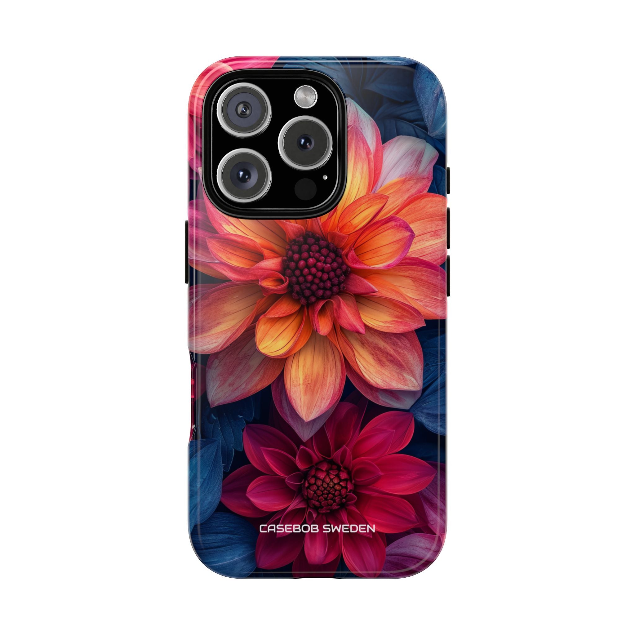 Floral Harmony Orange Blue - Tough iPhone 16 Phone Case