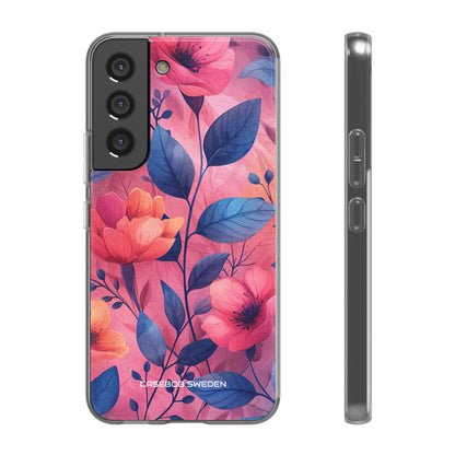 Pink Blue Floral - Flexi Samsung S22 Phone Case