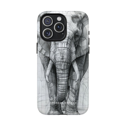 Elephant Line Geometry iPhone 15 | Tough+ Phone Case