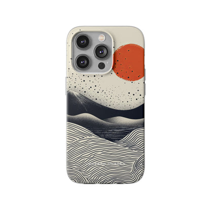 Red Sun Over Flowing Horizons iPhone 14 - Flexi Phone Case