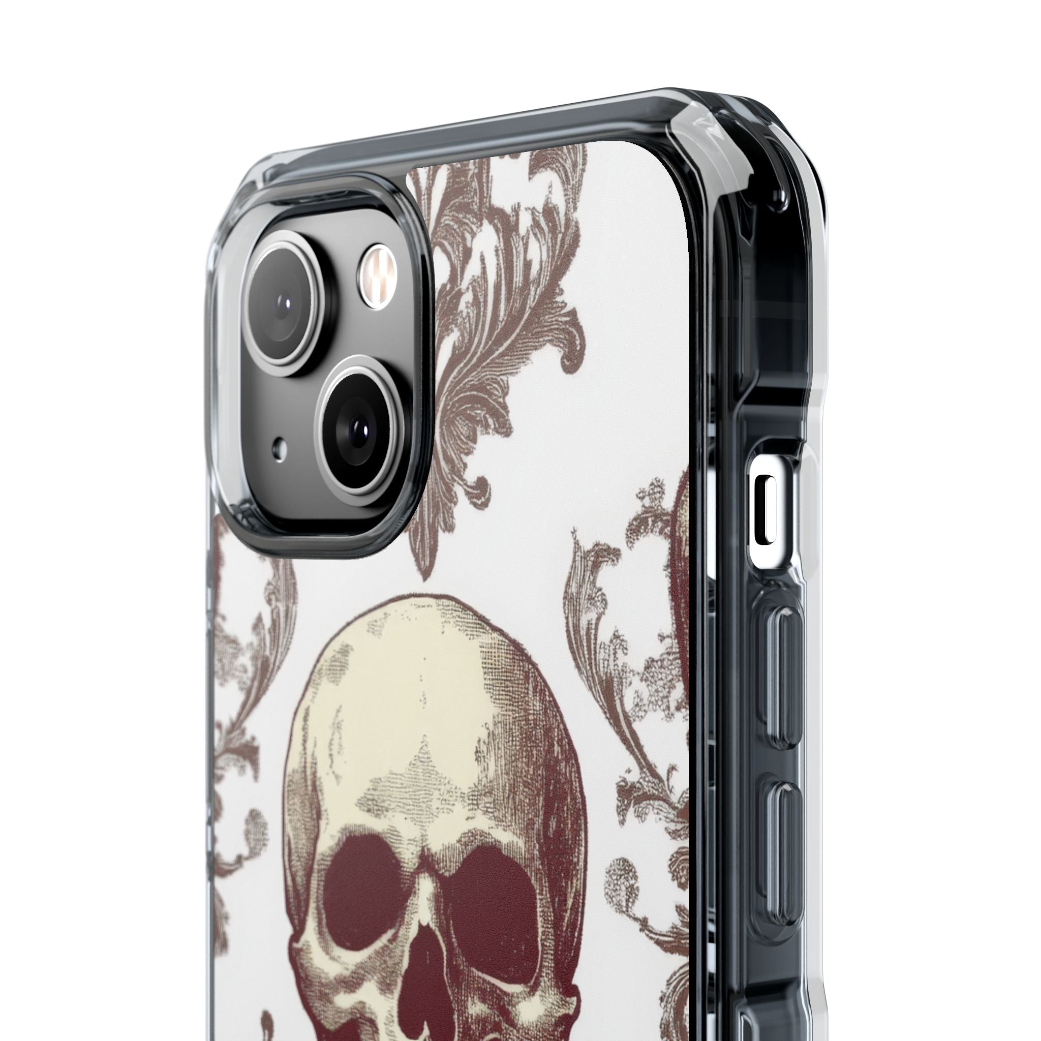 Gothic Skulls and Ornate Foliage iPhone 14 - Clear Impact Phone Case