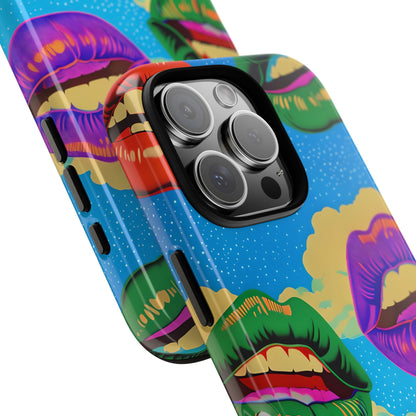 Colorful Lips Grid iPhone 16 Pro Case - Tough