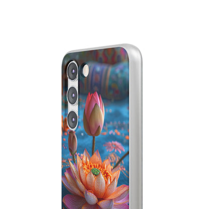 Vibrant Lotus Embroidery - Flexi Samsung S23 Phone Case