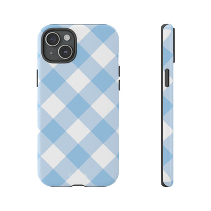 Soft Blue Gingham Elegance - iPhone Case