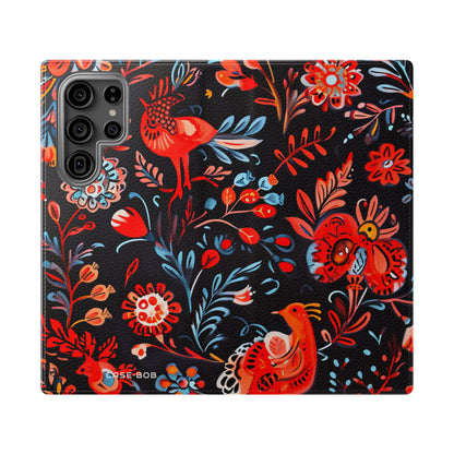 Folk Bird Flame - Samsung S23 Ultra Case - Wallet