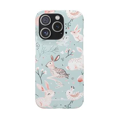 Whimsical Bunny Blossom - Slim iPhone 15 Phone Case