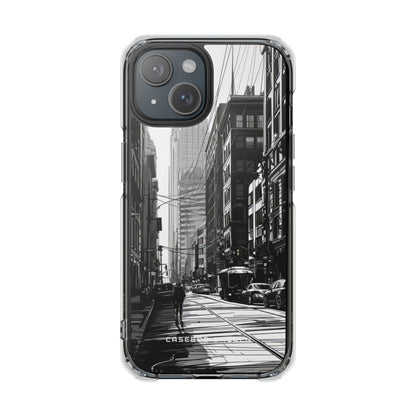 Urban Cityscape Line Perspective iPhone 15 - Clear Impact Phone Case