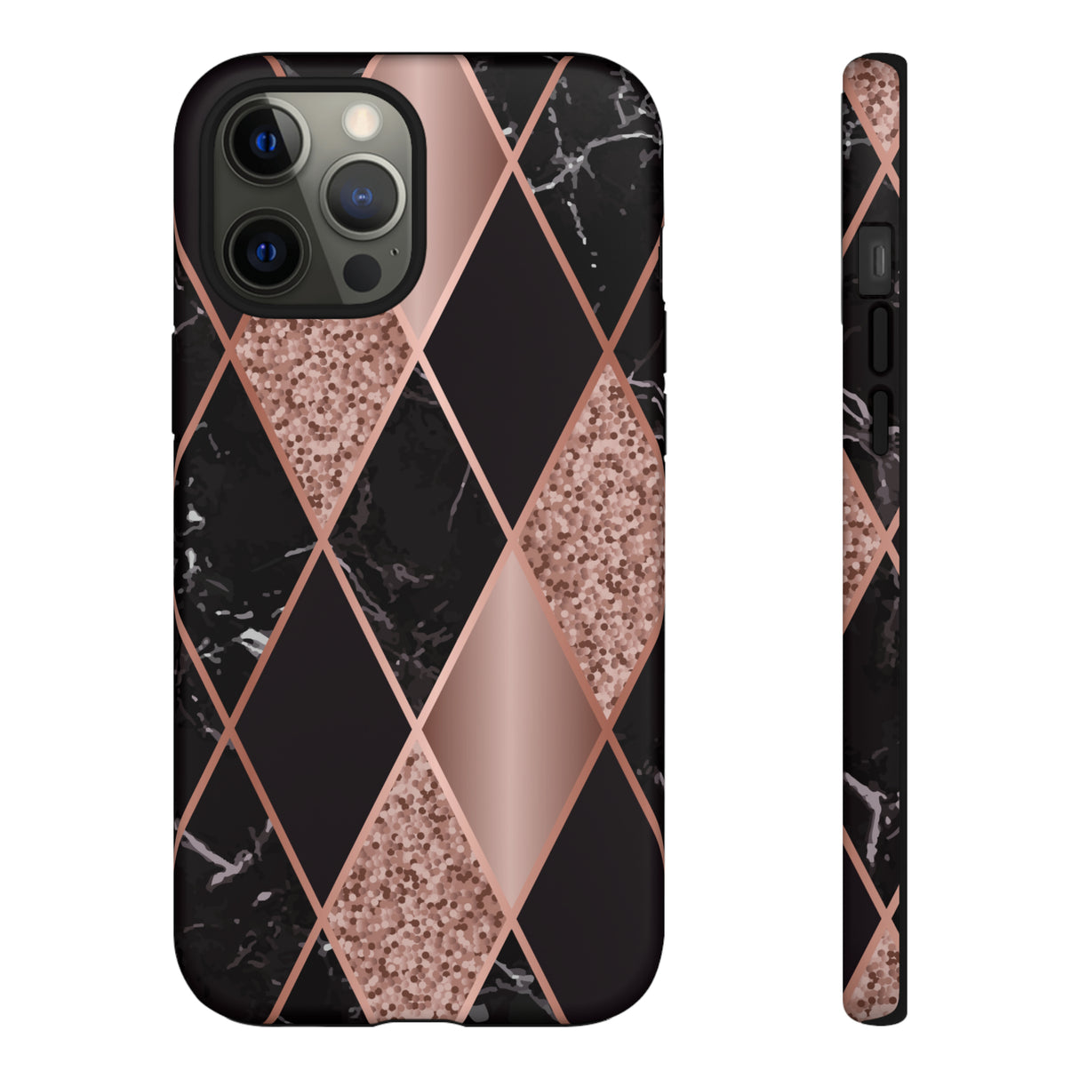 Pink Black Geometric - Protective Phone Case