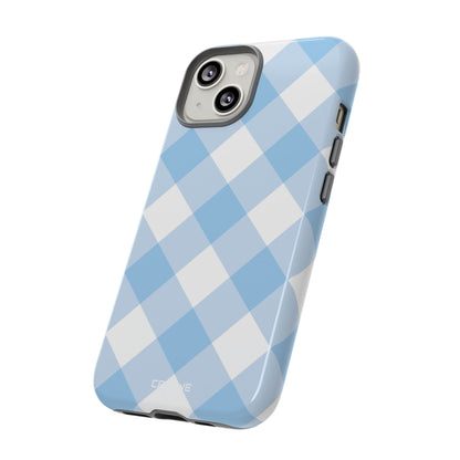Soft Blue Gingham Elegance - iPhone Case
