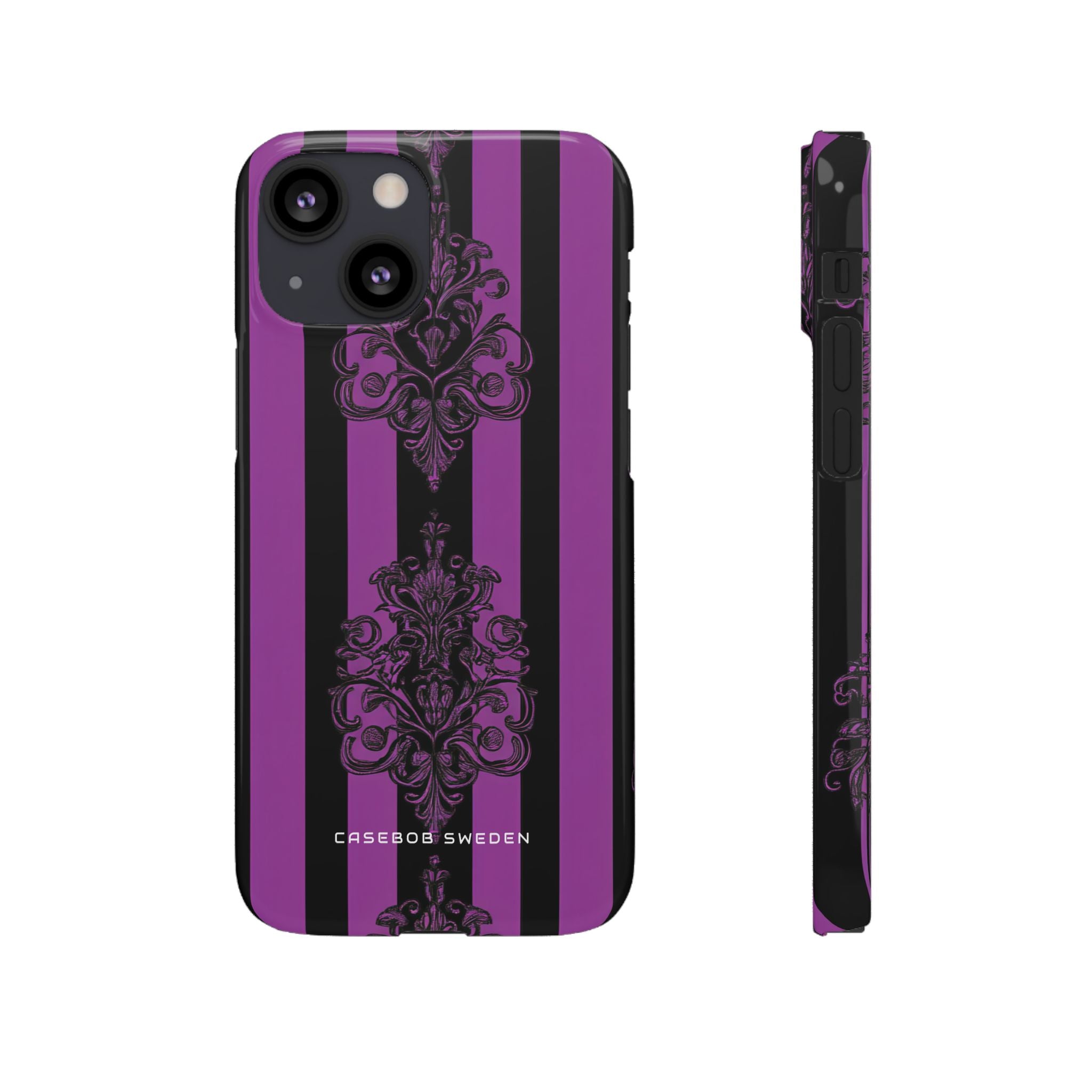 Gothic Elegance with Vertical Stripes and Ornamental Motifs iPhone 13 - Slim Phone Case