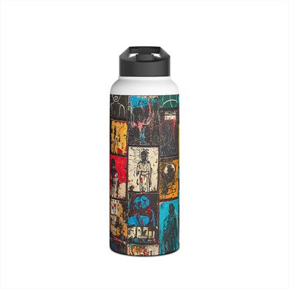 Portrait Grid Crimson - Stainless Steel Water Bottle
