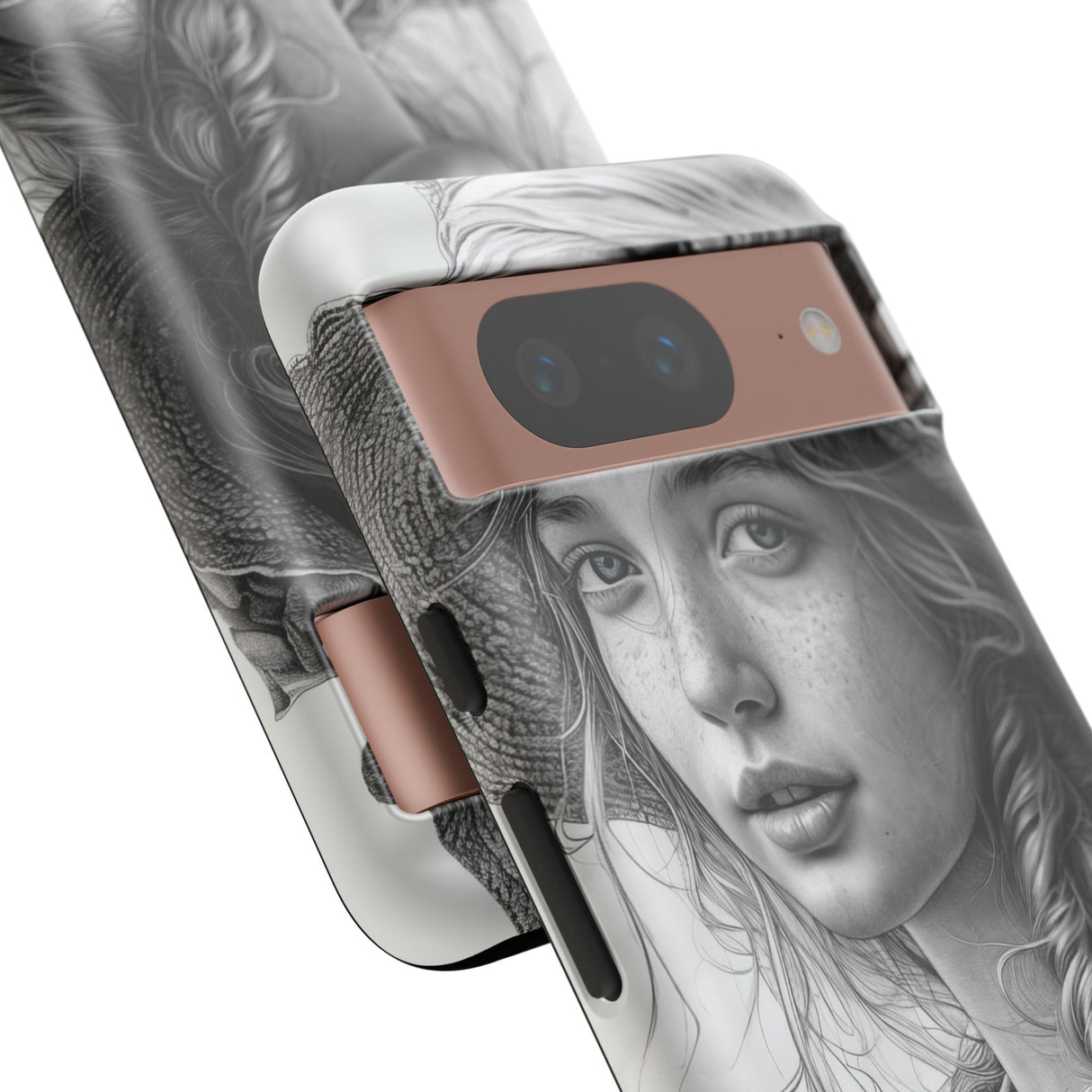 Serene Sketch Portrait | Protective Phone Case for Google Pixel