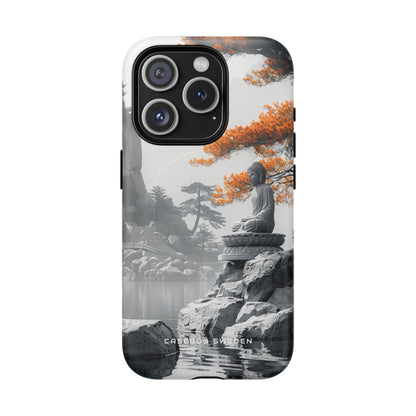 Zen Serenity: Tranquil Landscape with Buddha and Pagoda iPhone 15 | Tough+ Phone Case