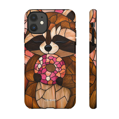 Raccoon Holds Donut - iPhone Case