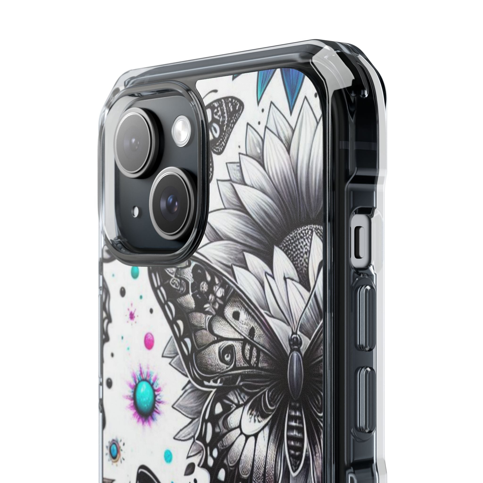 Monochrome Butterflies Sunlit iPhone 15 Case - Impact