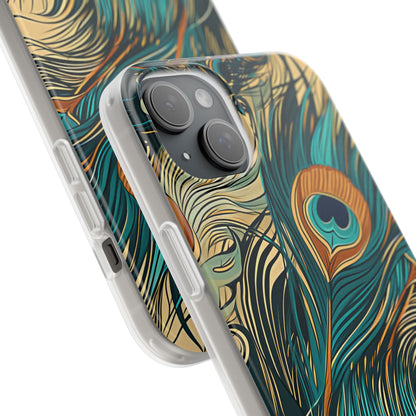 Jugendstil Pfau Eleganz iPhone 15 - Flexi Handyhülle