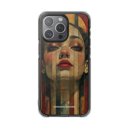 Bold Art Deco Portrait - Clear Impact iPhone 15 Phone Case