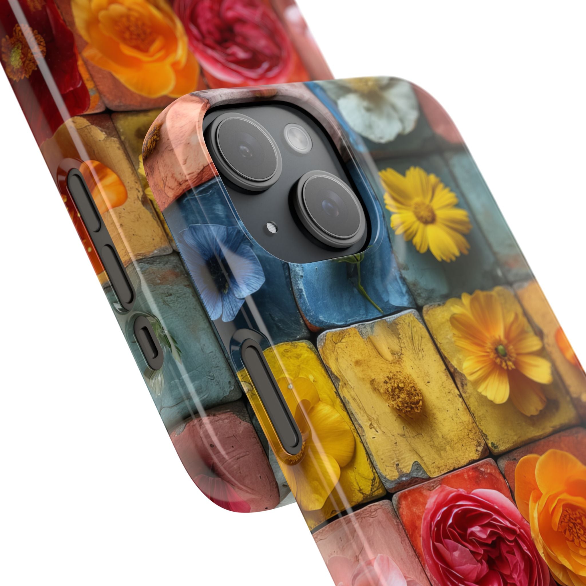 Vibrant Floral Tiles - Slim iPhone 15 Phone Case