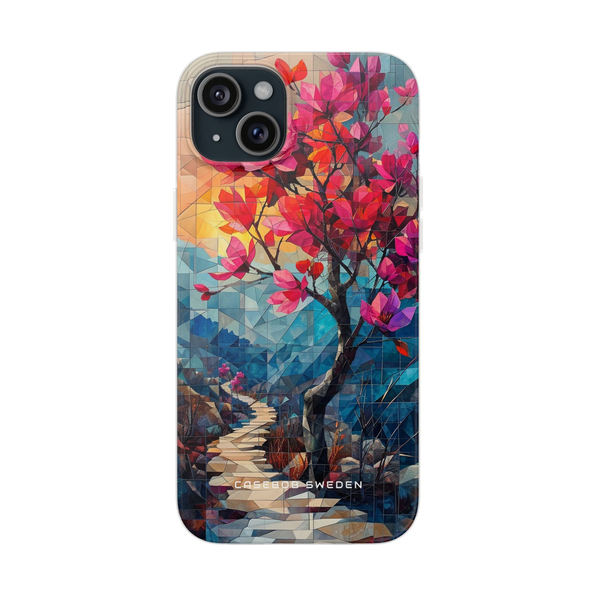 Vibrant Geometric Tree Landscape iPhone 15 - Flexi Phone Case