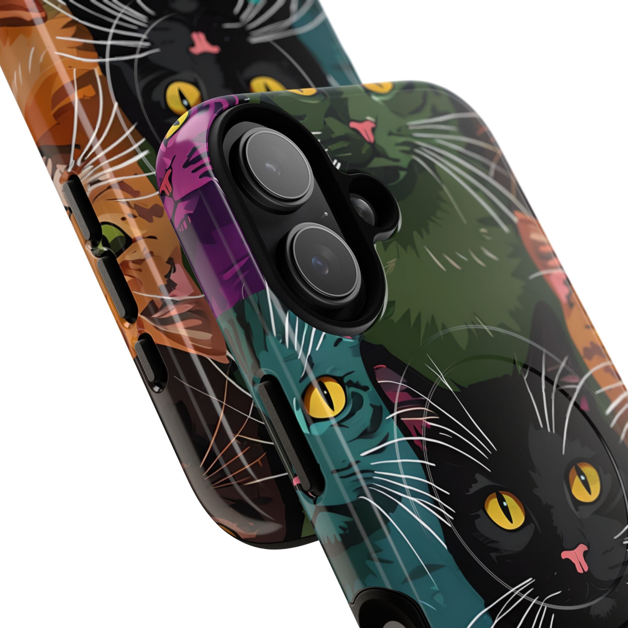 Teal Cat Grid iPhone 17 Case - Tough+