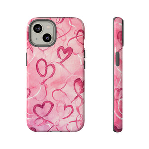 Intertwined Hearts & Cupid - Protective Phone Case