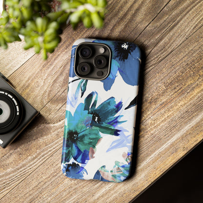 Blue Blossom Radiance iPhone 15 Pro Max Case - Tough