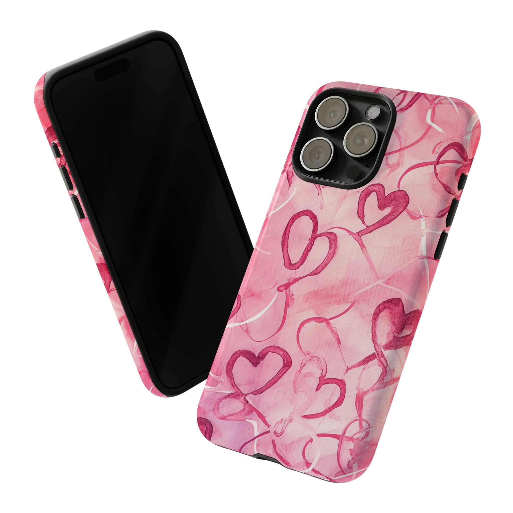 Intertwined Hearts & Cupid - Protective Phone Case