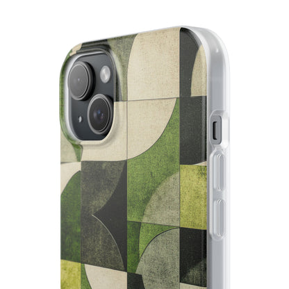 Green Geometric Harmony - Flexi iPhone 15 Phone Case