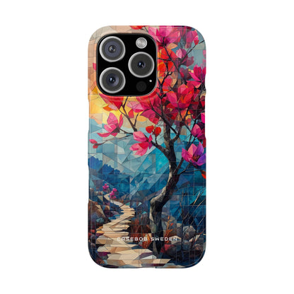 Vibrant Geometric Tree Landscape iPhone 16 - Slim Phone Case