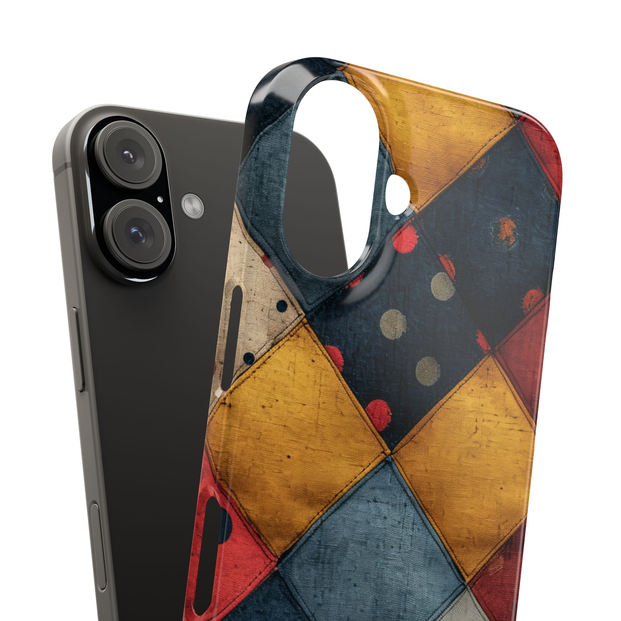 Blue Red Patchwork - Slim iPhone 16 Phone Case