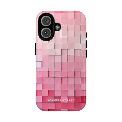 iPhone 16 Tough+ Handyhülle mit Mosaik-Muster in Rosa