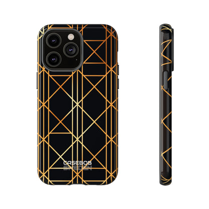 Golden Geometric Elegance iPhone 14 - Tough