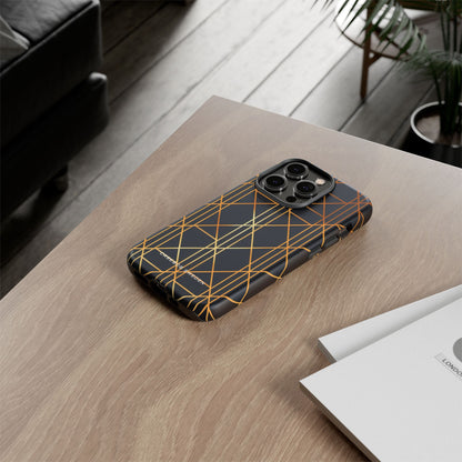 Golden Geometric Elegance iPhone 14 - Tough Phone Case