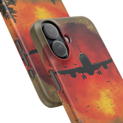 Vintage Sunset Airplane Silhouette iPhone 16 - Slim Phone Case