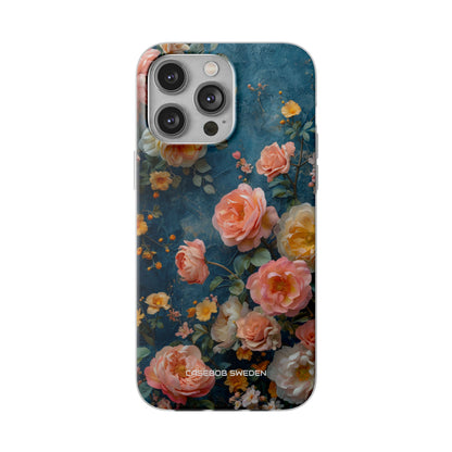 Blue Floral Elegance - Flexi iPhone 14 Phone Case